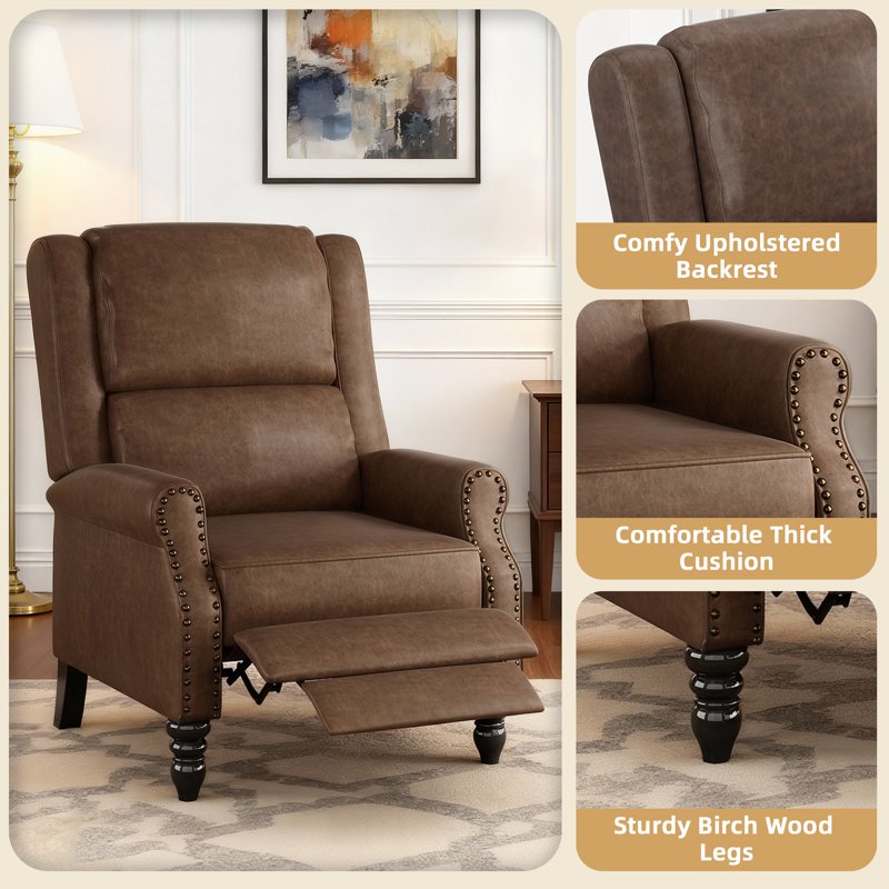 Ergonomic Faux Leather Recliner Chair for Living Room & Bedroom