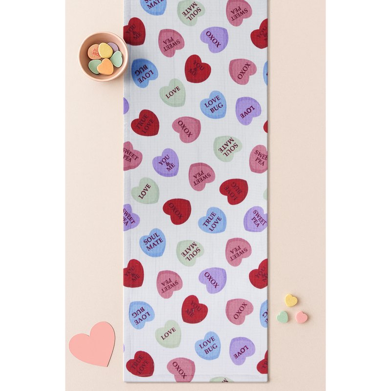 Conversation Hearts Table Runner - 14" x 72" - 100% Cotton