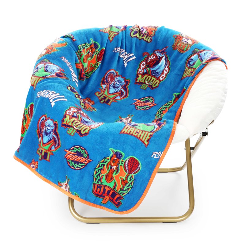 Kids Throw Blanket - Blue GOAT Movie with Will the Goat Badge Design, 46x60 inches