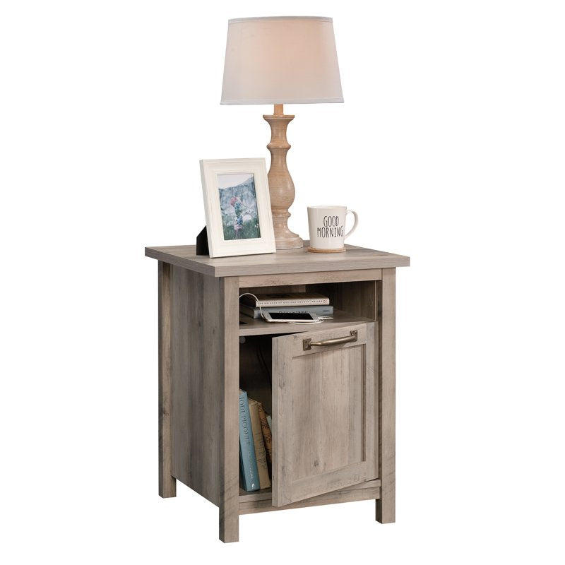 Modern Farmhouse Side Table with USB Ports - Rustic Gray