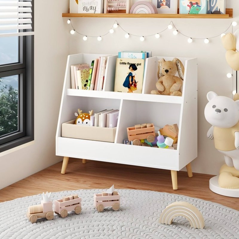 Children's Bookshelf & Toy Storage Rack - 5-Level Wooden Organizer