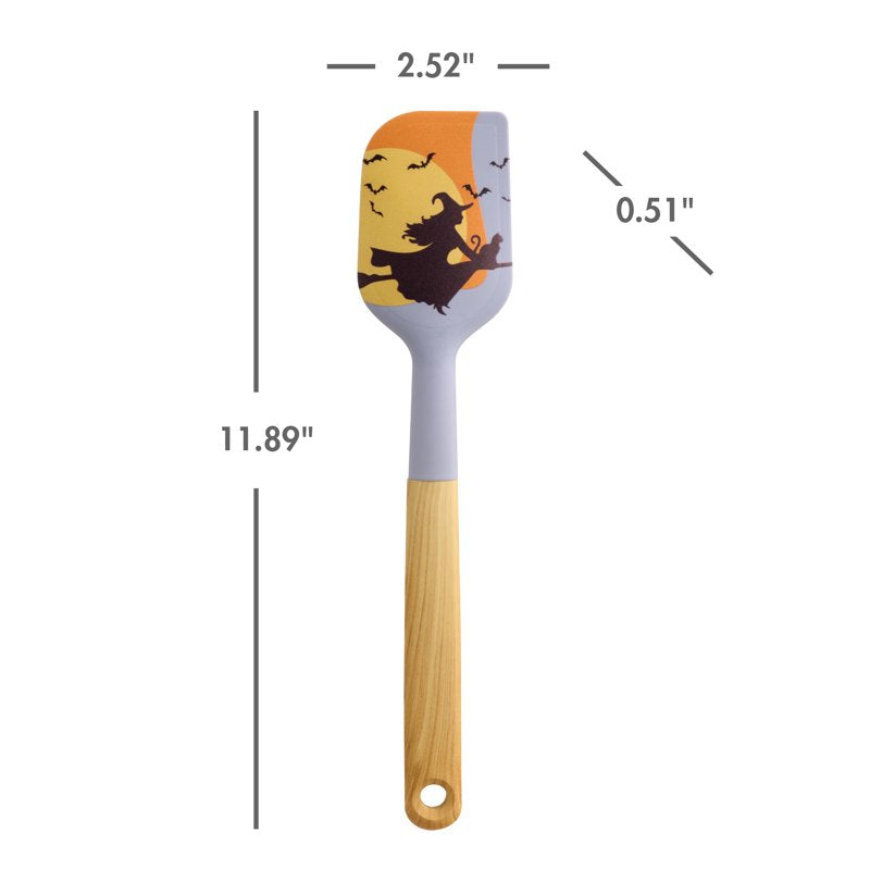 Halloween Baking Tool Set - 3-Piece Silicone Utensils with Faux Bamboo Handles