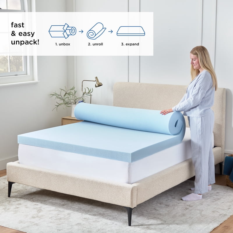 Mainstays 4-Inch Memory Foam Mattress Topper King - Pressure-Relief, Cooling