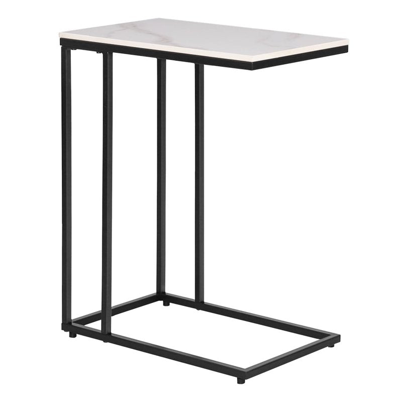 C Table with Marble Top and Metal Base - Modern End Table
