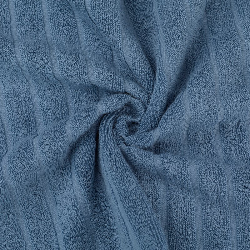 Cotton Hand Towels Striped Pattern Decorative Towel 14x30 Inches - Blue Grey