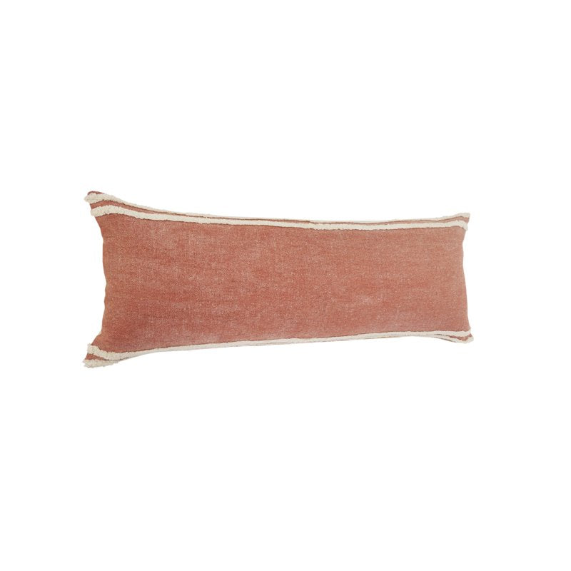 Harlow Hill Cotton Throw Pillow Cover - 14x36 Inch, Brown Striped Design
