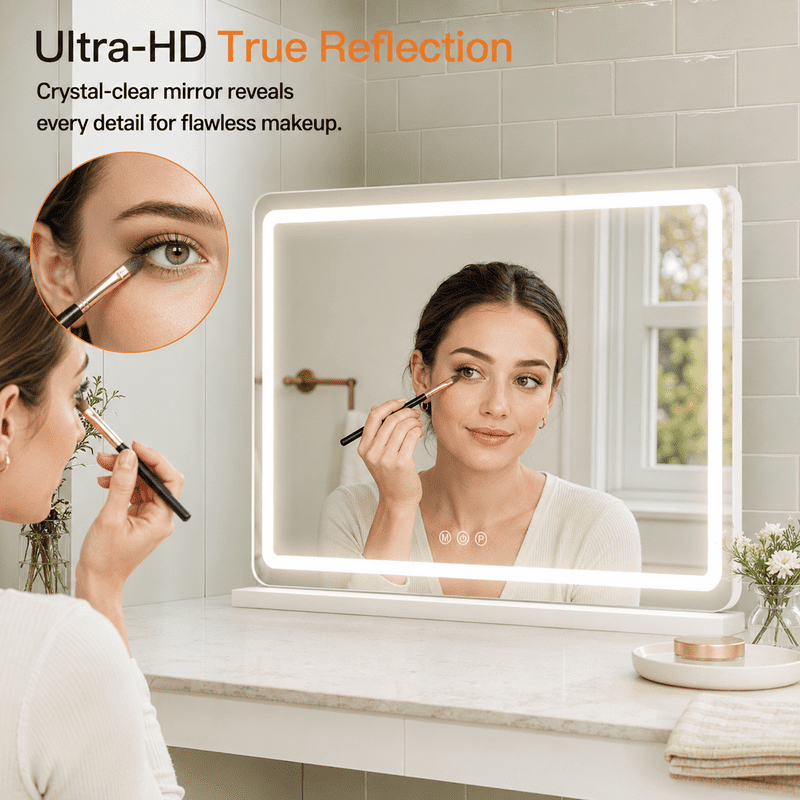 LED Lighted Vanity Mirror with Dimmable 3-Color Modes and USB Charging Port