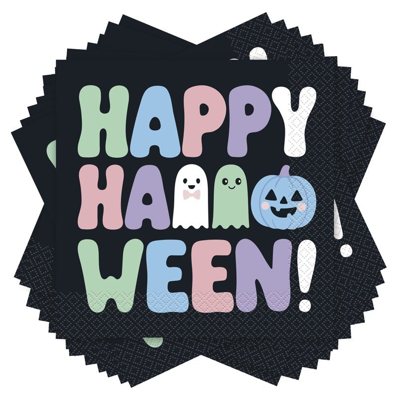 Pastel Ghosts Halloween Lunch Napkins - 45 Count, 6.5-inch Disposable Tableware