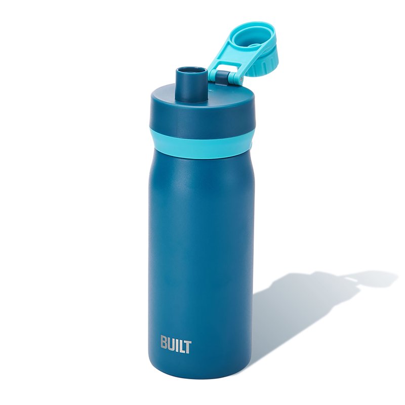 16 oz Stainless Steel Kids Water Bottle - Leakproof Chug Lid, Dark Blue