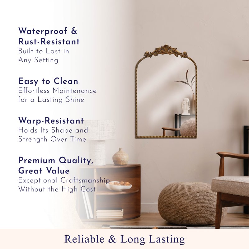 Filigree Gold Arched Wall Mirror 20x30 for Bathroom or Living Room - Variation of Wall Gold