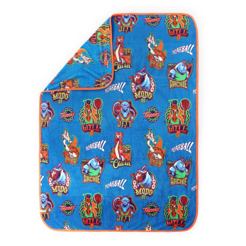 Kids Throw Blanket - Blue GOAT Movie with Will the Goat Badge Design, 46x60 inches
