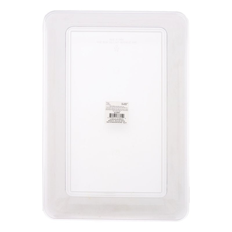 14-Inch Clear Rectangular Plastic Food Tray for Serving