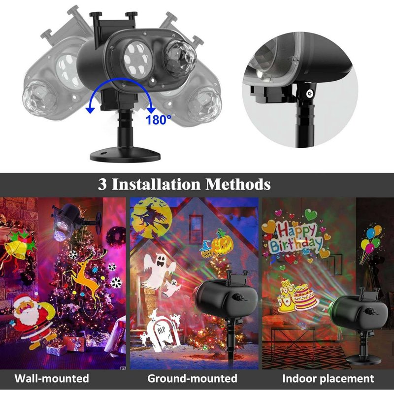 Halloween Projection Light with 4 Patterns Outdoor Holiday Decor - 2024