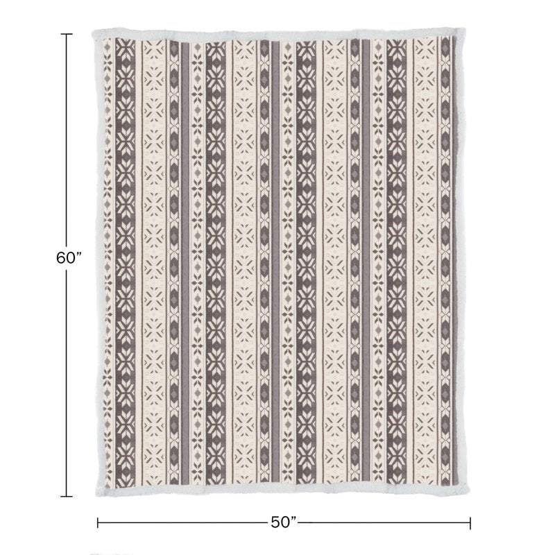 Gray and White Snowflake Fleece Blanket 50x60-Inch Machine Washable Throw