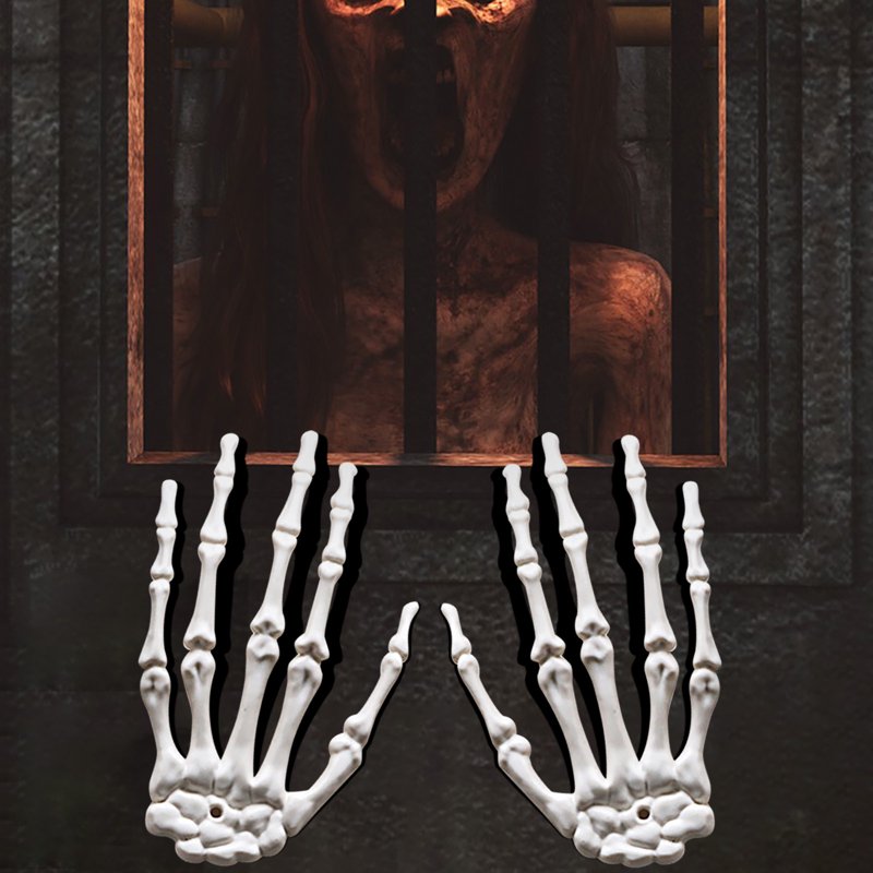 Darzheoy 2 Pack Halloween Skeleton Hand Props - Life Size, Realistic, Right & Left, Ghost Festival Party Decoration - Variation B
