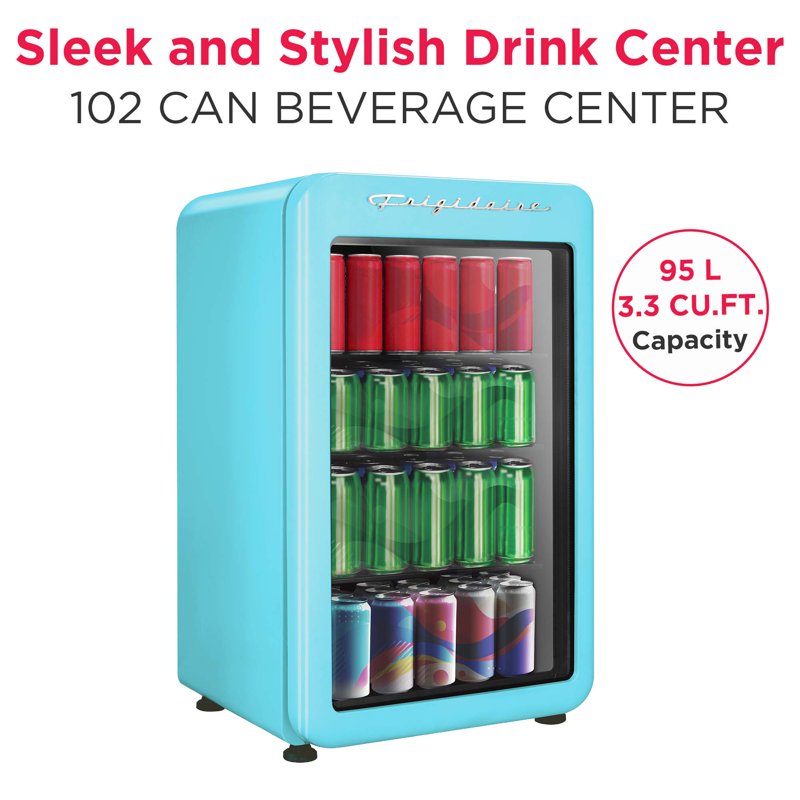 Retro Mini Fridge 3.3 Cu. ft. with Glass Door - Blue