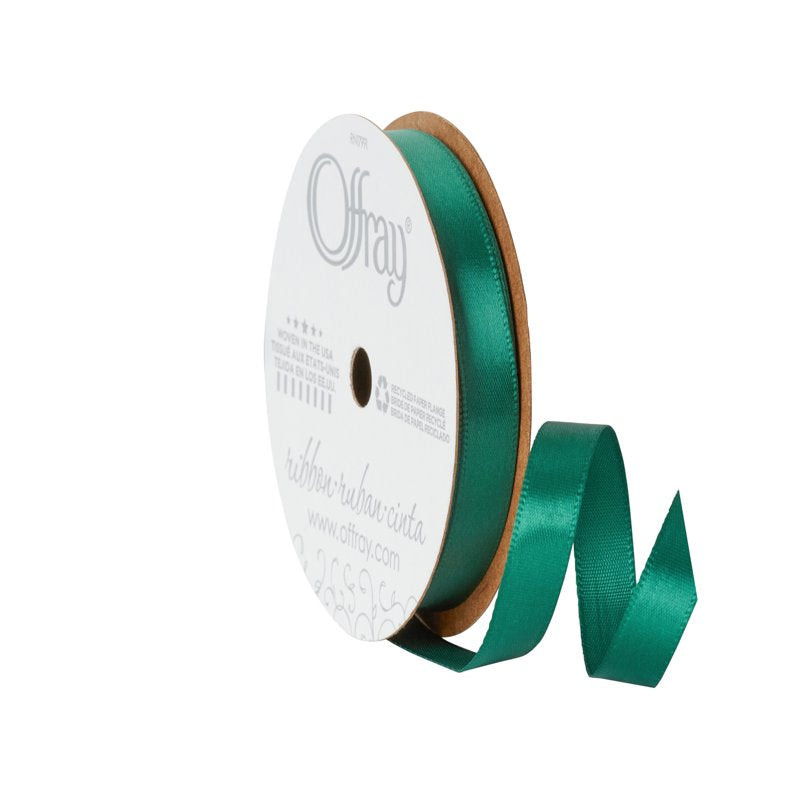 (4 Pack) Satin Ribbon - Forest Green 3/8 Inch Wide 18 Feet Per Roll - Offray Craft & Decoration