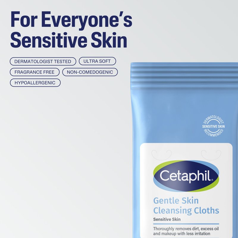 Gentle Skin Cleansing Cloths for Face and Body, Fragrance-Free, 10 Count