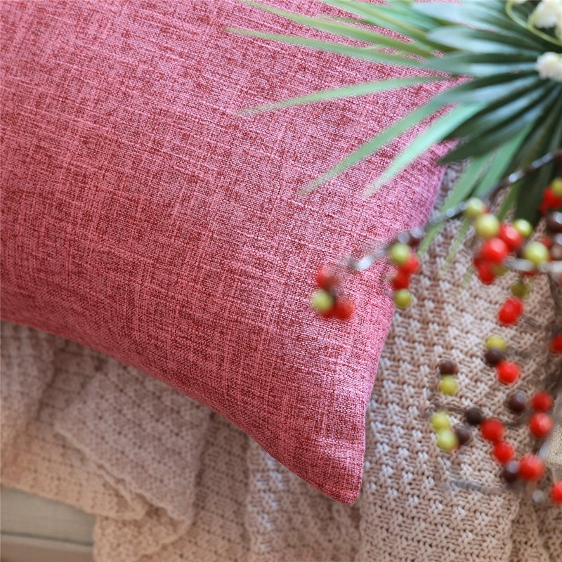 Pink 22x22 Inch Faux Linen Throw Pillow Cover Set of 2 for Couch & Home Decor