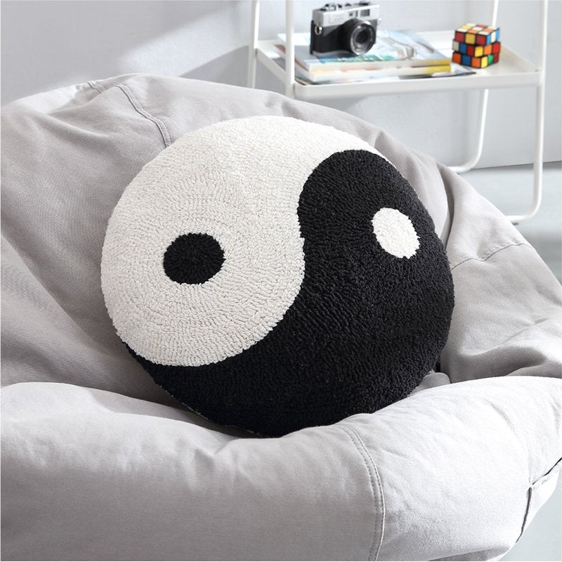 (2 Pack) Yin-Yang Decorative Pillow - Black and White Throw Cushion, 16x16 Inches - Mainstays