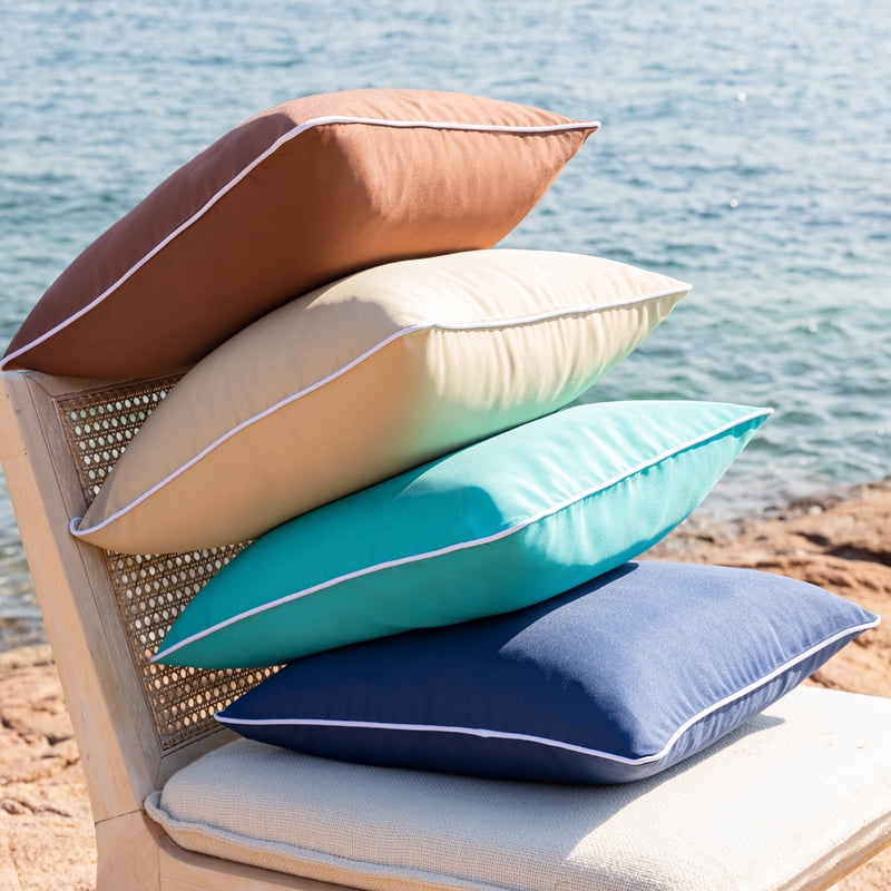 Outdoor Waterproof Throw Pillow 18x18 Light Coffee 2 Pack - Patio Decor
