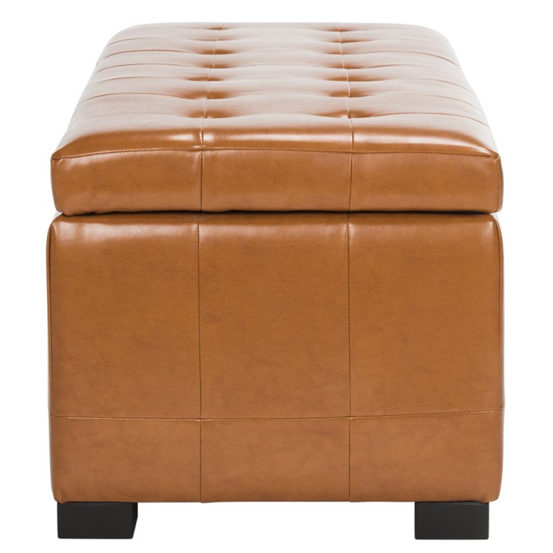 Large Manhattan Rustic Tufted Storage Bench - Saddle