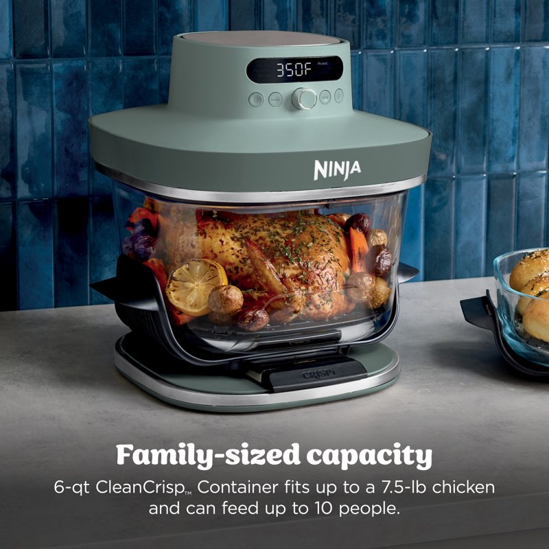 Glass Air Fryer 6-in-1 Countertop Cooking System - 6-Qt and 2.5-Qt Capacity