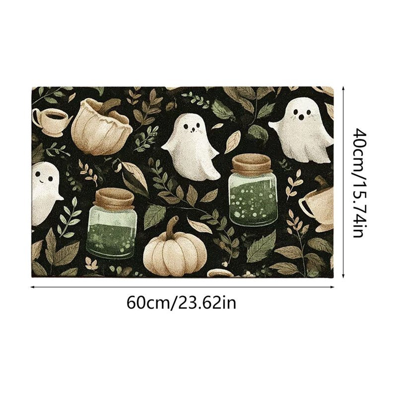 Halloween Door Mat Ghost Pumpkin Welcome Mat Indoor Front Door Decor Faux Cashmere Variation 53