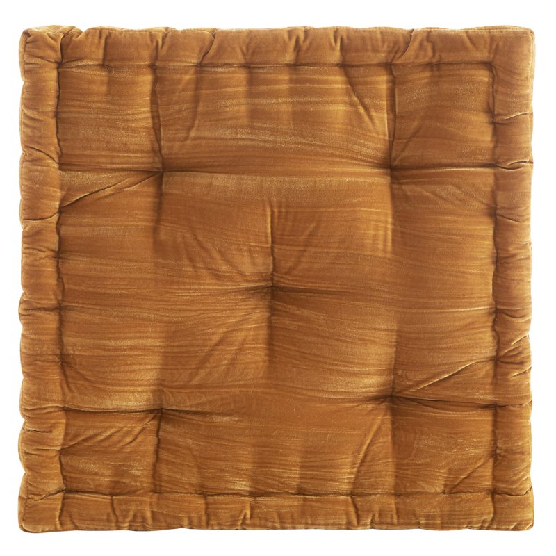 Yellow Velvet Floor Pillow 20x20 Inch Lounge Cushion for Living Room & Bedroom