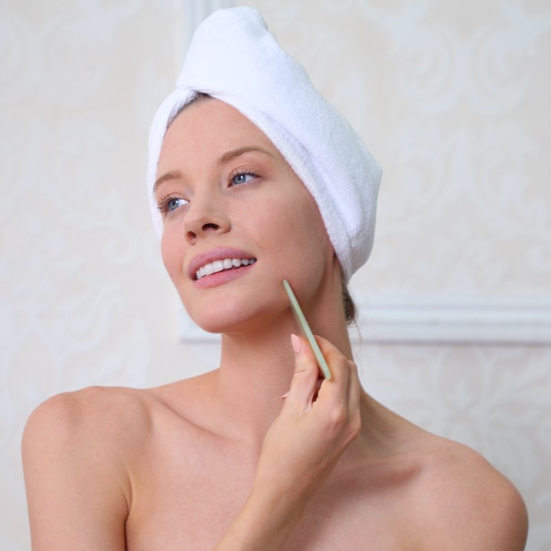 Jade Gua Sha Facial Tool for Lymphatic Drainage & Skin Renewal