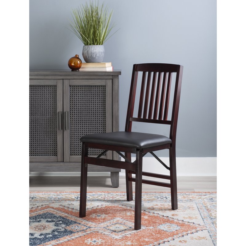 Folding Dining Chairs Set of 2 - Espresso Brown Mission Back