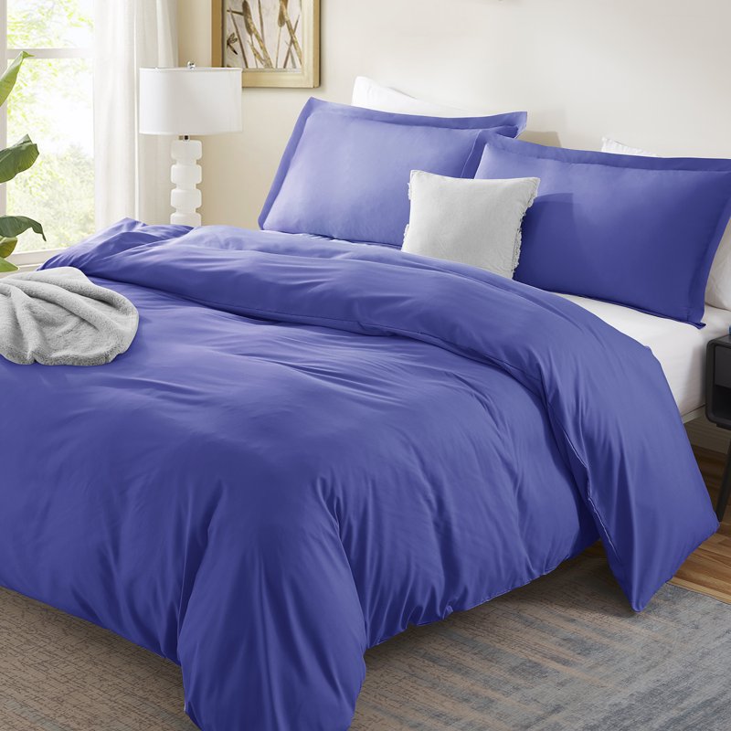 California King Duvet Cover Set - Luxury Microfiber Bedding in Royal Blue - 3 Pieces