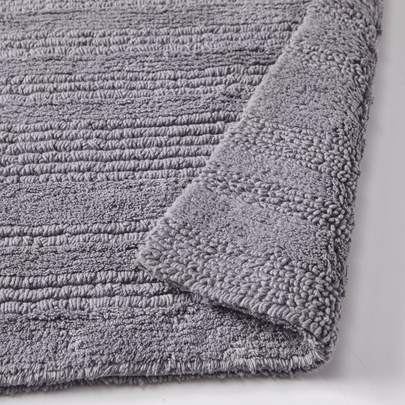 Reversible Cotton Bath Rug Set - Gray, 17x24 & 20x30 Inches