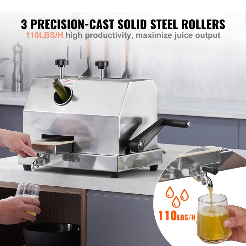 Manual Sugar Cane Juicer - Stainless Steel Commercial Juice Extractor