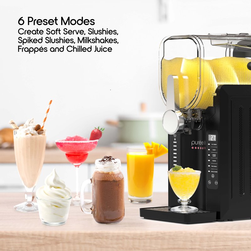Slushie Machine & Soft Serve Ice Cream Maker - Black