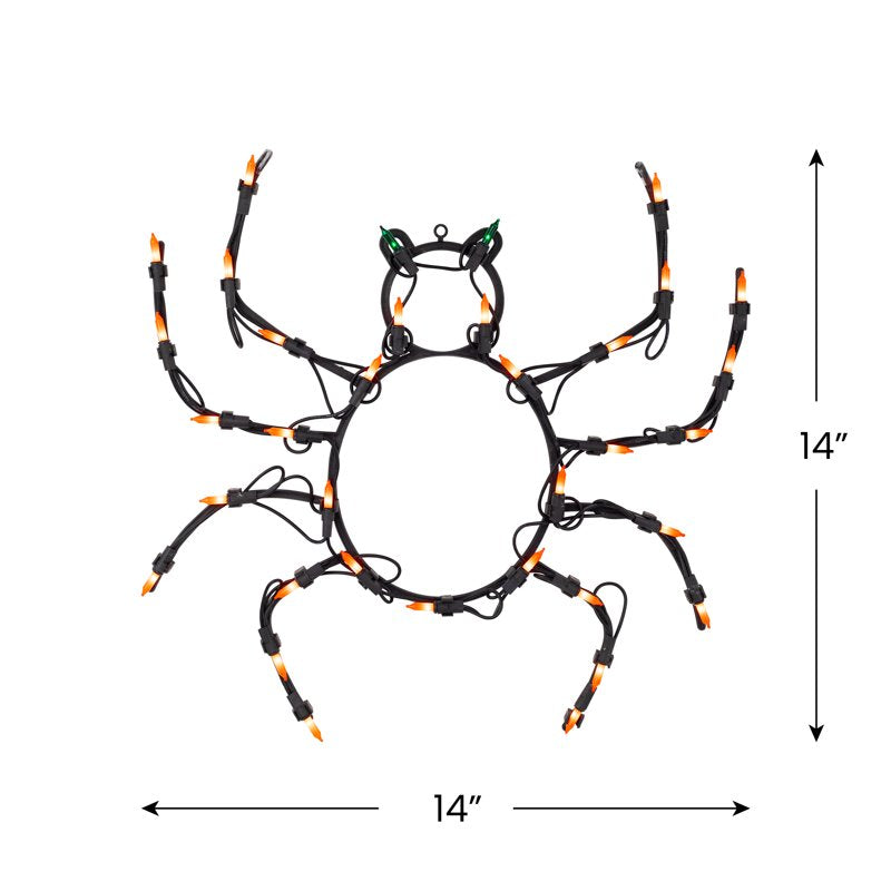 Lighted Spider Halloween Window Decoration - 14 Inch Indoor Outdoor Decor