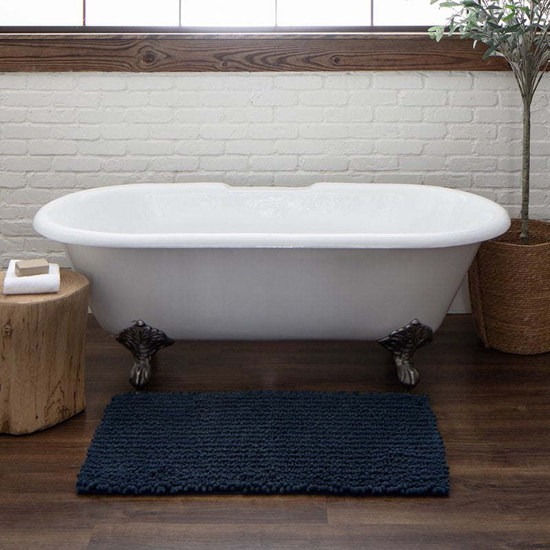 Indigo Polyester Bath Mat 2'3" x 3'9" - Soft Plush Comfort & Non-Slip Backing