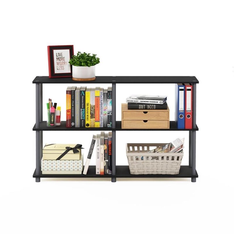 3-Tier Wood Storage Display Rack - Black/Gray - Easy Assembly
