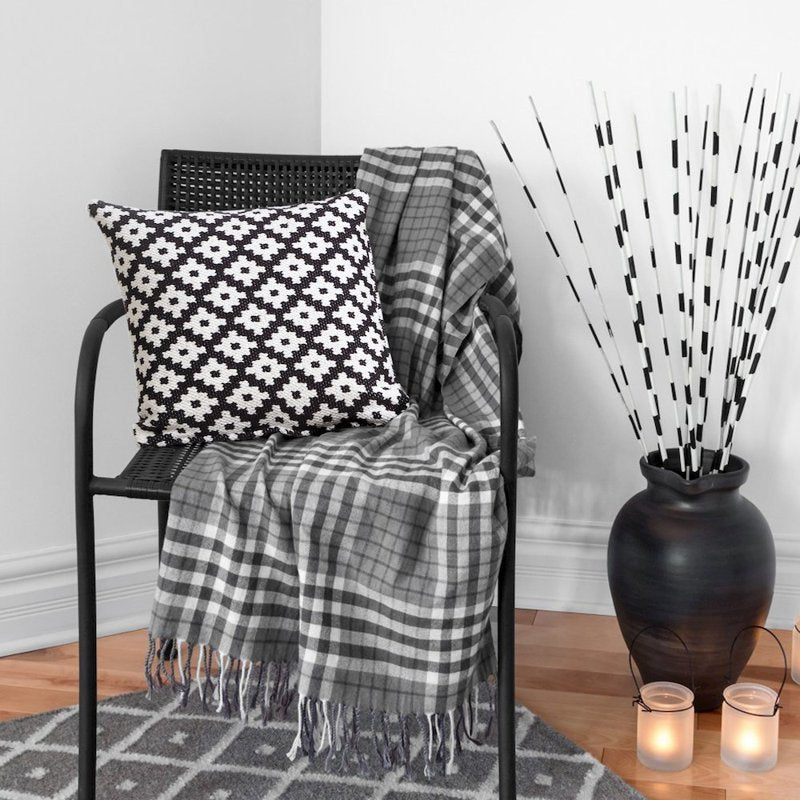 20x20 Inch Black and White Cotton Blend Pillow Cover - Ox Bay Design