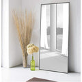 47-Inch Full Length Floor Mirror with Black Aluminum Frame & Bracket