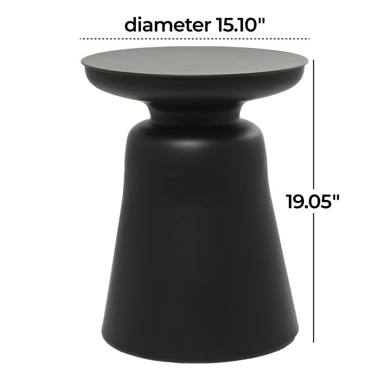 Black Metal Accent Table with Bell Shaped Base - 15" x 19"