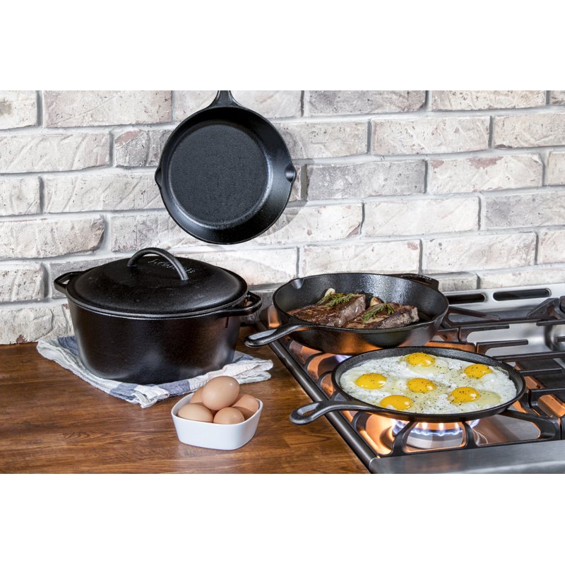 5-Piece Cast Iron Cookware Set - Skillet, Griddle, Dutch Oven