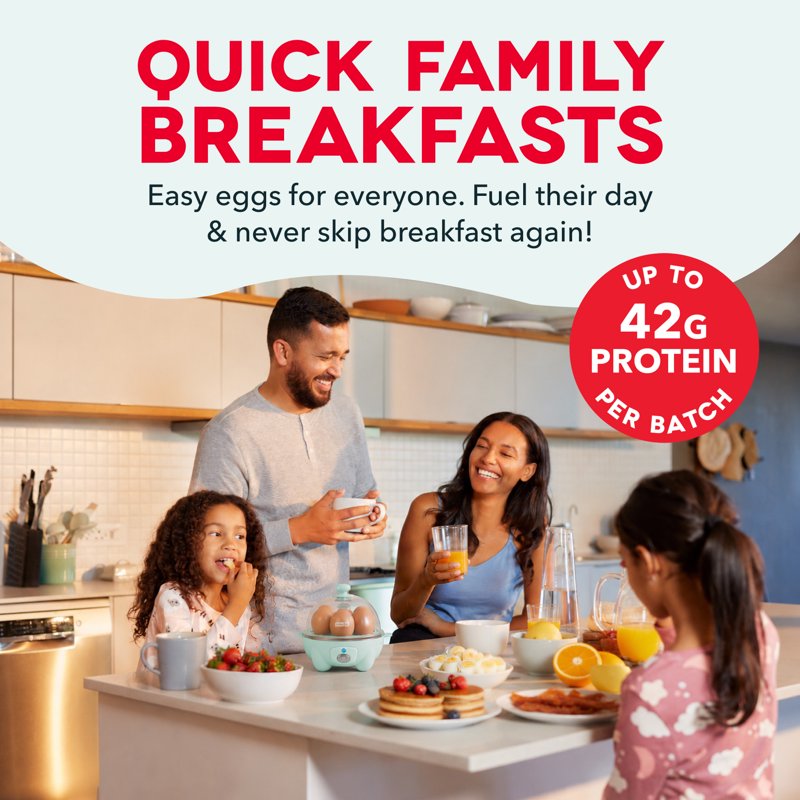 Rapid Egg Cooker - 7 Egg Capacity, Hard Boiled & Poached, Aqua