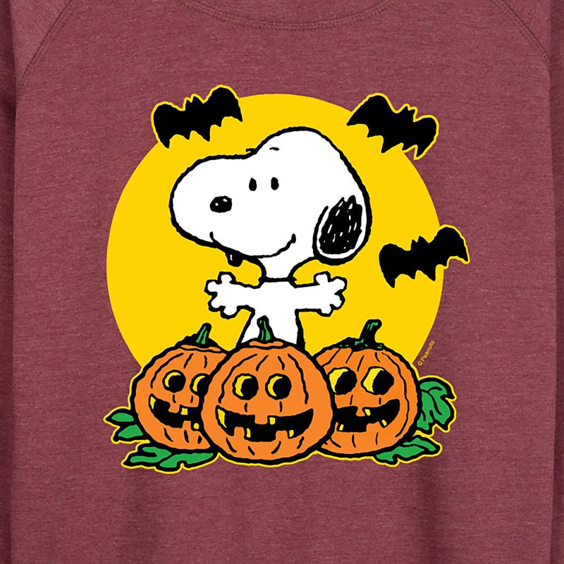 Peanuts Snoopy Pumpkin Patch French Terry Long Sleeve Shirt - Heather Maroon XL