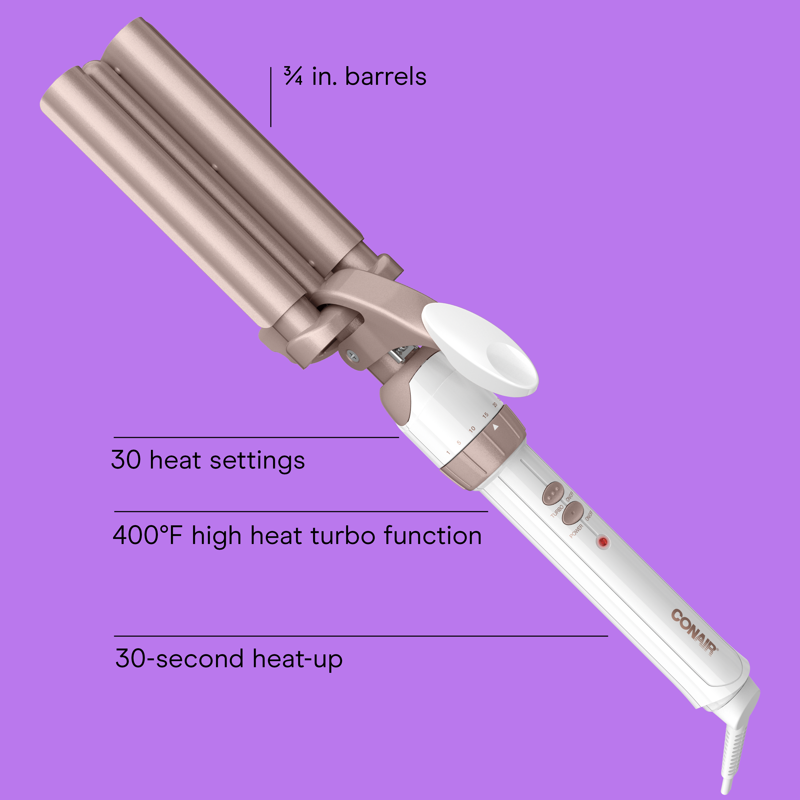 Triple Barrel Hair Waver with Double Ceramic Technology - Rose Gold