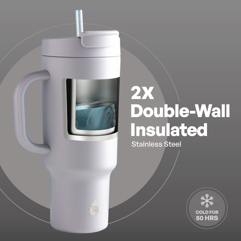 Stainless Steel Hudson Tumbler with Straw - 40 fl oz, Gray Blue