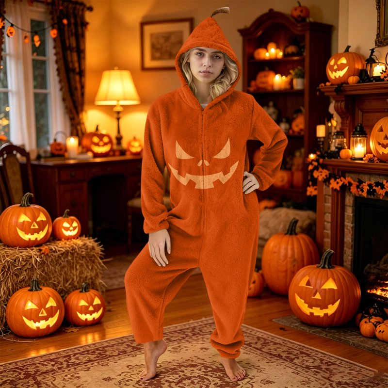 Kids Pumpkin Cosplay Pajama Set - Unisex Halloween Costume for 7-8Y G