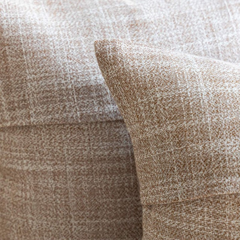 Linen Decorative Throw Pillow 20x20 Inch Beige Single Button 2 Pack