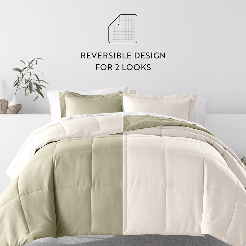 Full Beaded Arrows Sage Ivory Reversible Comforter & Patterned Sheet Set - 7 Piece Bedding Bundle