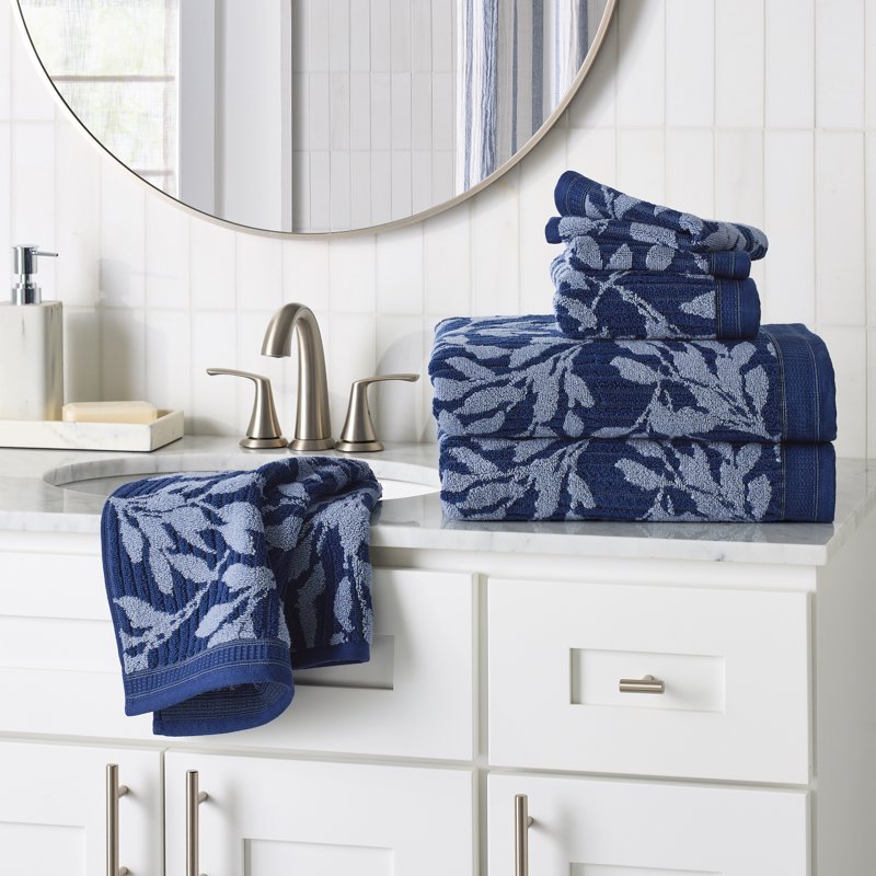 Better Homes & Gardens Signature Soft Floral Bath Towel - Blue Admiral/Blue Silver - 30x56 Inches